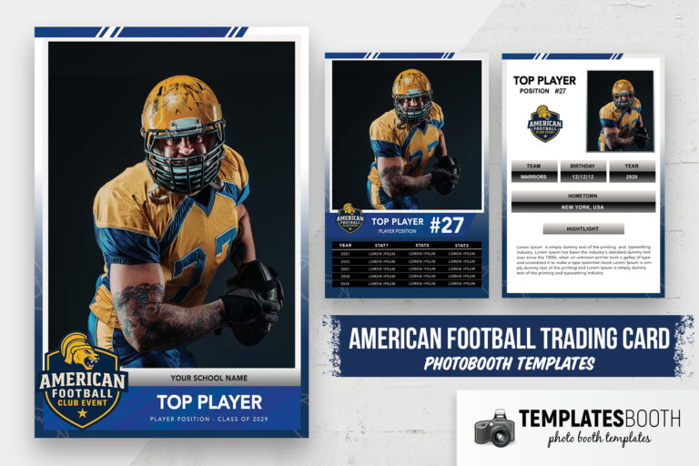 Free American football Trading Card Photo Booth Template